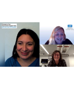 A zoom call with three women Text reads "Emergency Care Improvement Support Team"