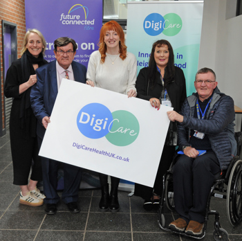 Left to right: Nichola Newton – Principal Warrington Vale Royal College, Steven Broomhead – Chief Executive Warrington Borough Council, Charlotte Nichols MP, Elaine Burns – Future Connected Fibre, Dave Thompson - Chief Executive Warrington Disability Partnership